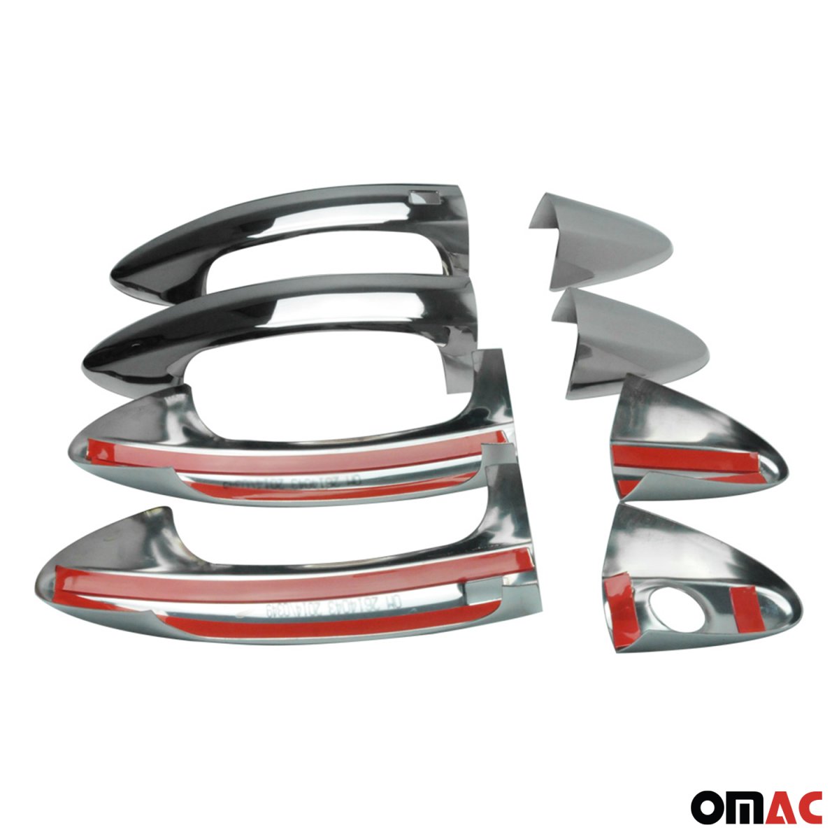 Ford Fiesta Door Handle Cover - Omac - H1S2 Keyless S.Steel - Gloss Silver - '11-'19